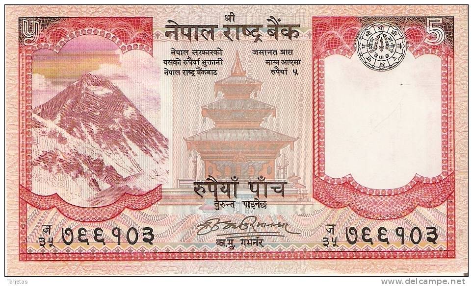 BILLETE DE NEPAL  DE 5 RUPEES SIN CIRCULAR (BANKNOTE) - Nepal