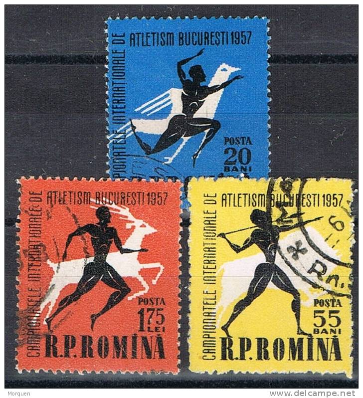 Rumania, Atletismo, Sport 1957,  Yvert Num 1536-8 º - Gebruikt