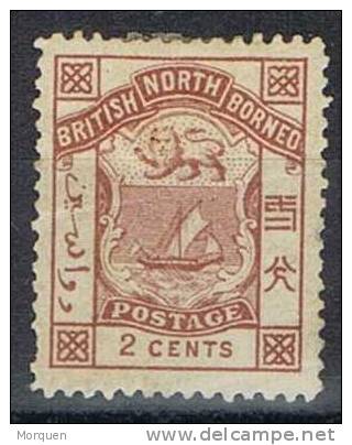 British North BORNEO 2 Cts , Yvert Num 20 * - Noord Borneo (...-1963)