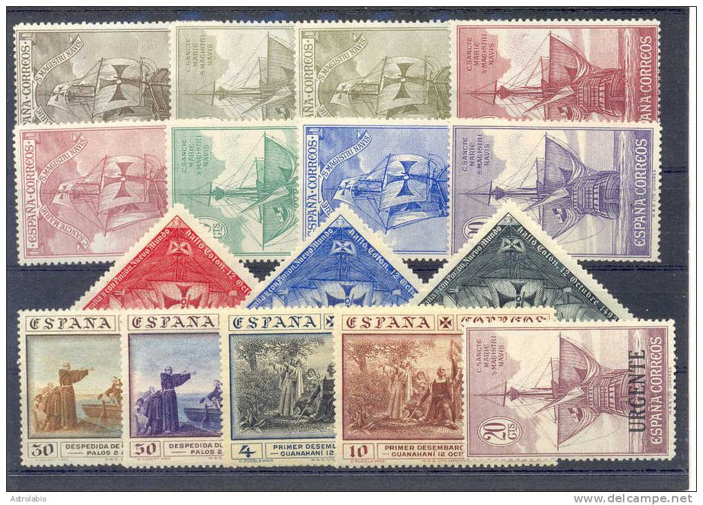 Descubrimiento De América MH 1930 Con El Urgente Edifil 531/45 Con Fijasellos Yvert 442/56 + Expres 11 - Unused Stamps