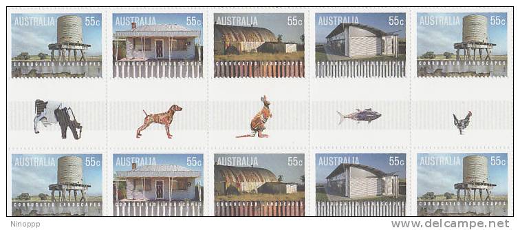 Australia-2009 Corrugated Landscapes Gutter Strip MNH - Fogli Completi