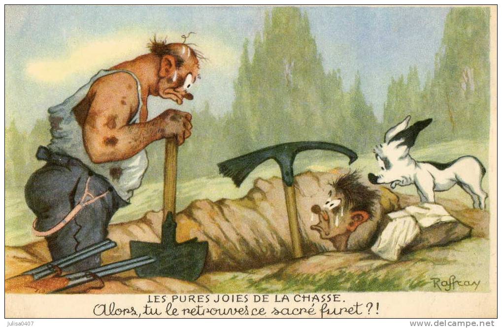 CHASSE AU FURET Carte Humoristique Illustrée Raffray - Hunting