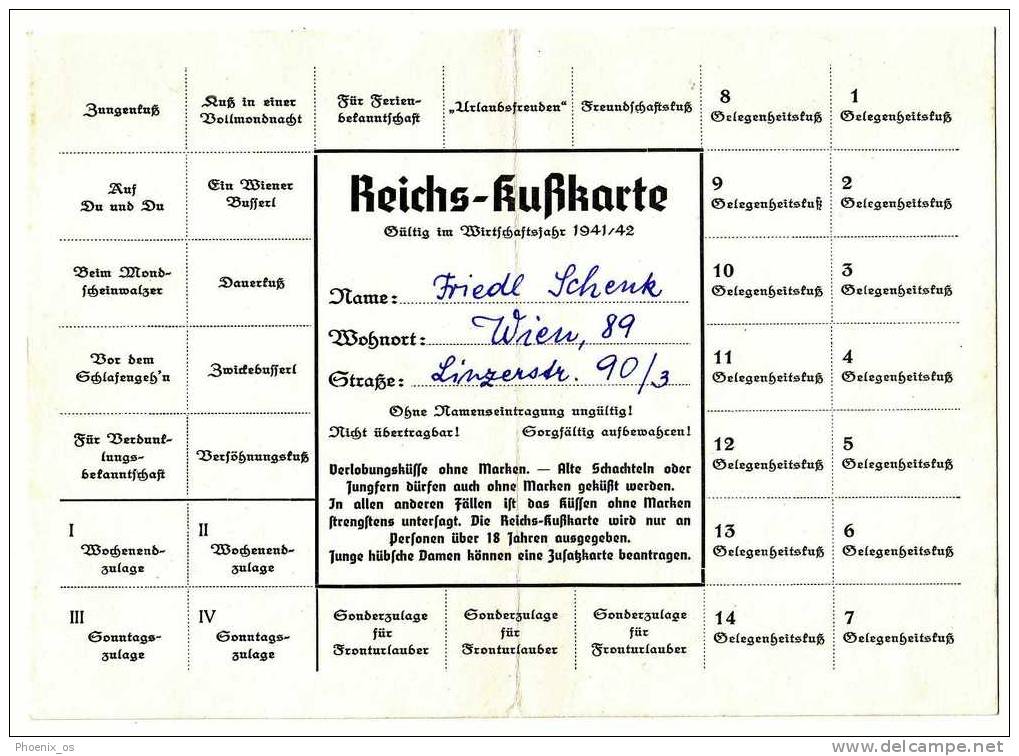 GERMANY - Reichs - Kusskarte, Kiss Cards, Year 1941 / 42 - Non Classés