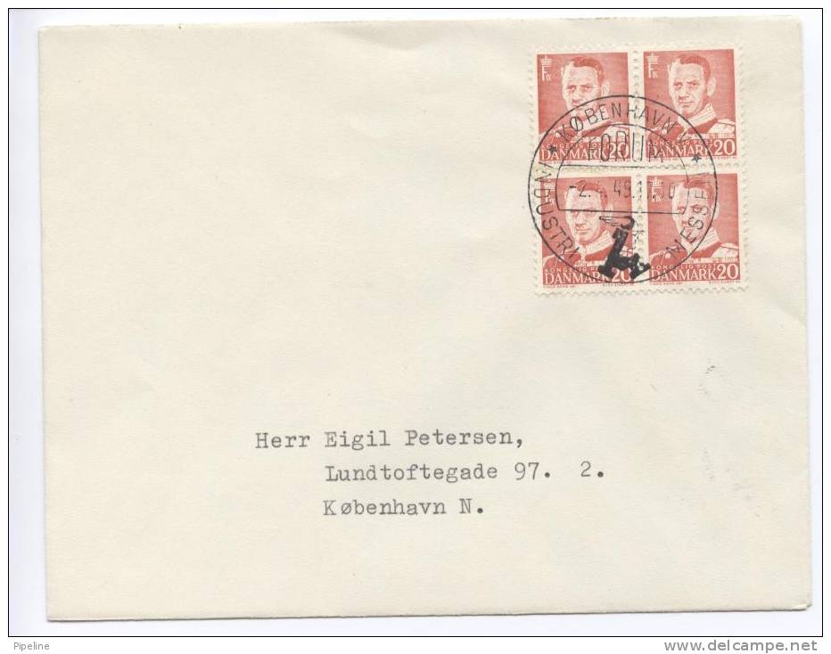 Denmark Cover With A Block Of 4 Stamps Forum Copenhagen Industries Fair 2-4-1948 - Covers & Documents