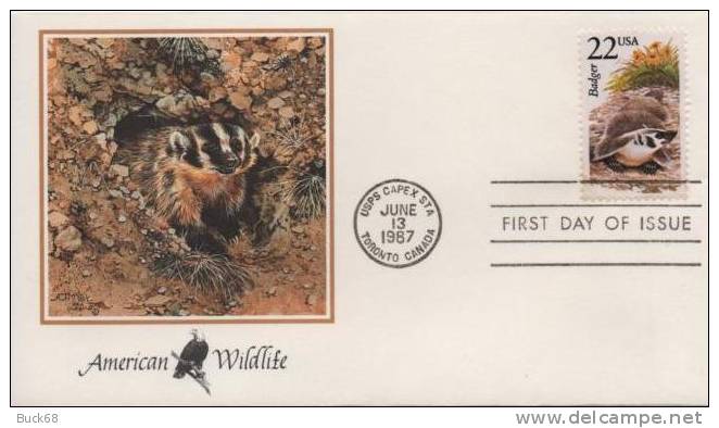 ETATS-UNIS USA 1744 FDC American Wildlife : Silverdachs Blaireau Badger - Roedores