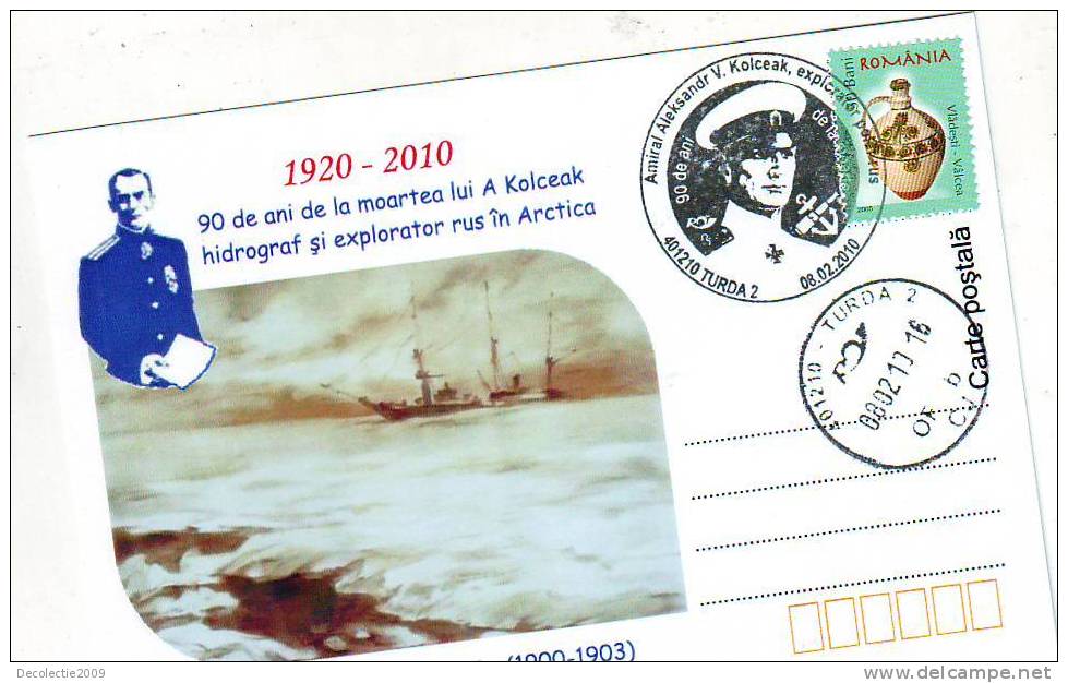 M823 Postal Card Romania Explorateurs Alexandr Kolceak Russian Expedition In Acrtica 1900 Perfect Shape - Exploradores