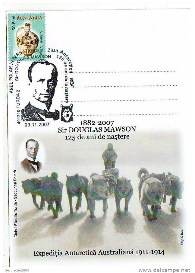 M834 Postal Card Romania Explorateurs Sir Douglas Mawson Perfect Shape - Explorers