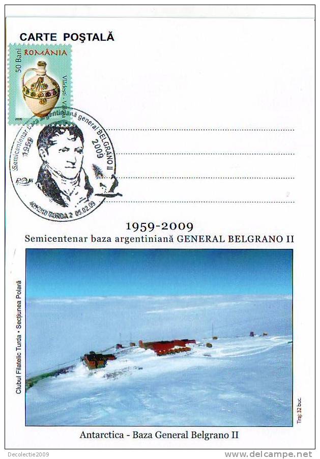 M845 Postal Card Romania Explorateurs Antartic Base General Belgrano II Perfect Shape - Climate & Meteorology