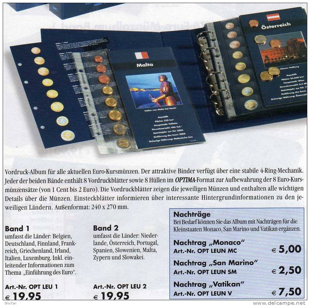 Münz-Alben €-Set Angebot Des Monats 40€ In Blau Für 16 Neue Sätze Band I + II Von A Bis Z For EURO Coins Collection - Luxembourg