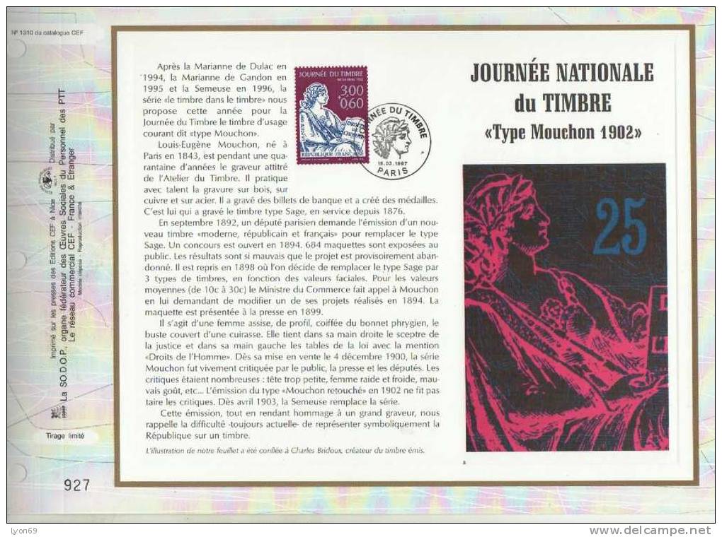 FEUILLET  CEF 1310JOURNEE DU TIMBRE  MOUCHON  1997 - Zonder Classificatie