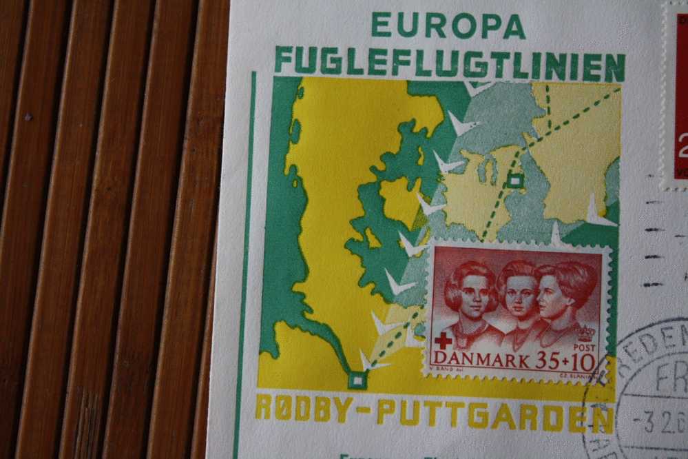 EUROPA FUGLEFUGTLINIEN   DANEMARK  DANMARK PUTTGARDEN 1968  CROIX ROUGE BOAT PAQUEBOT BATEAU KONG FREDERIC IX - Storia Postale