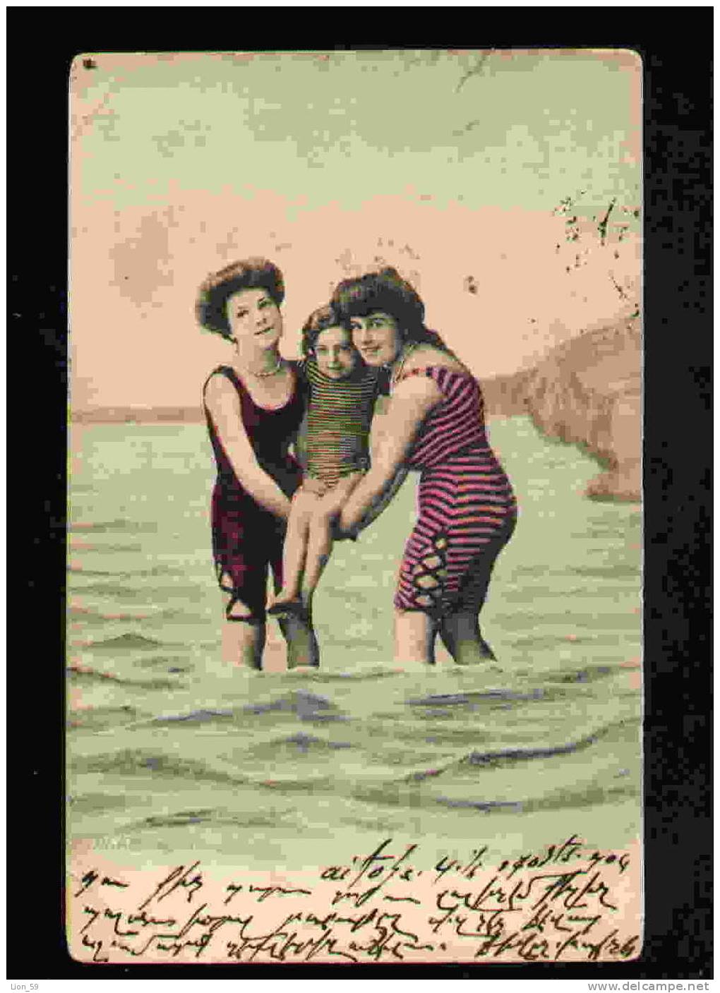 N1985 Two WOMAN W GIRL SWIMSUIT Photo  1904 Pc 28384 - Schwimmen