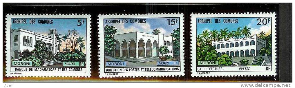 COMORES  N° 84 à 86**  - BATIMENTS ADMINISTRATIFS - Unused Stamps