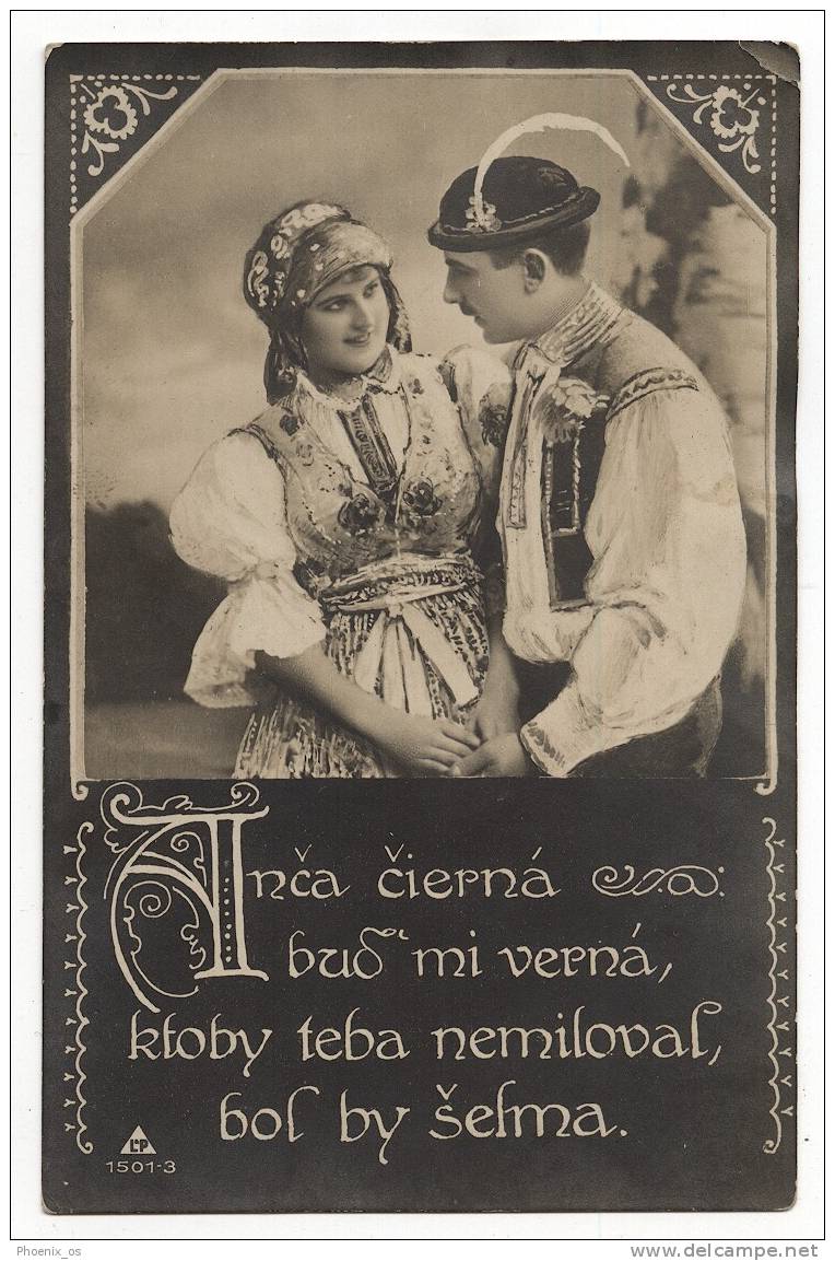CZECH REPUBLIC - Folk Costume, Lad & Lady, Old Postcard - Unclassified