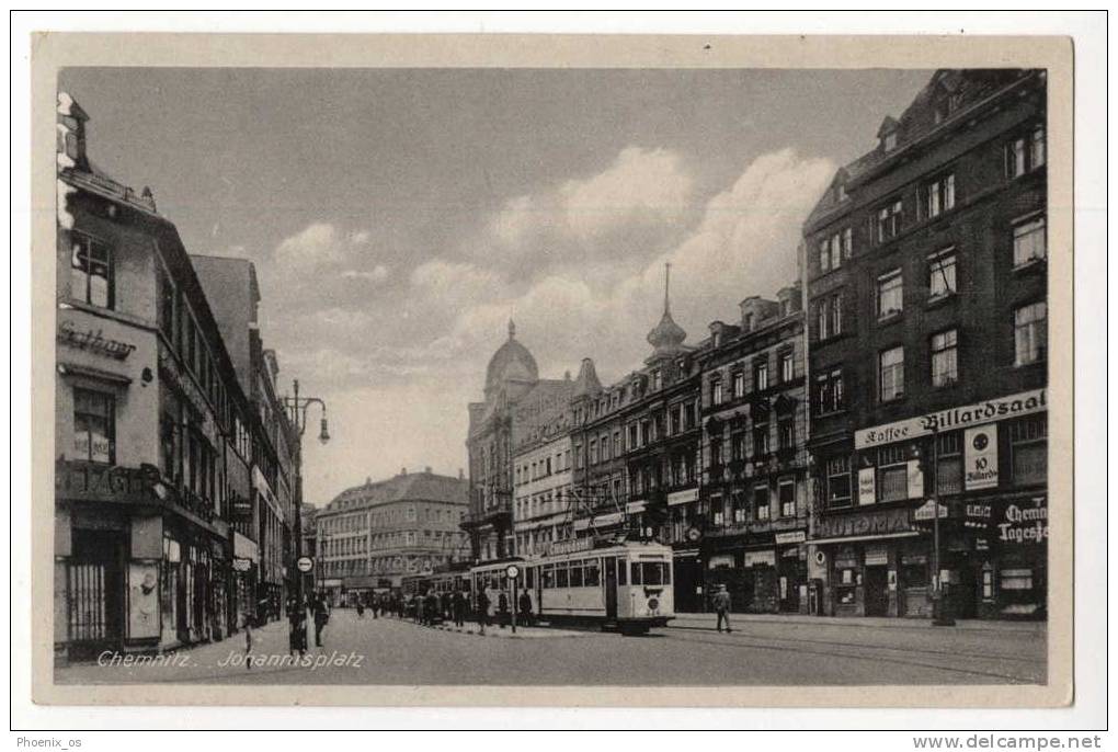 GERMANY - CHEMNITZ, Johannisplatz, Tram, Strassenbahn, Old Postcard - Chemnitz