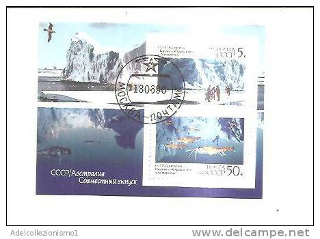 48642)foglietto Russo 1990 Bf212 Coop. Scintifica In Antartico Con 2 Valori - Usati - Collections