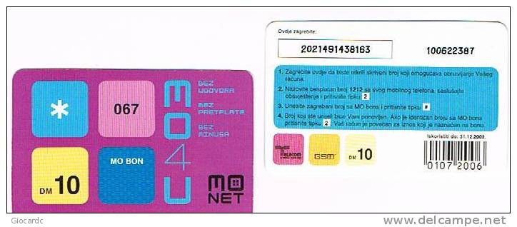 MONTENEGRO - MONET (GSM RECHARGE) -  DM 10  -  USATA  -  RIF. 1567 - Montenegro