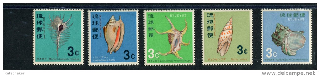 108402943 RYU-KYU POSTFRIS MINT NEVER HINGED Scott 157 158 159 160 161 Shells Schelpen - Riukiu-eilanden