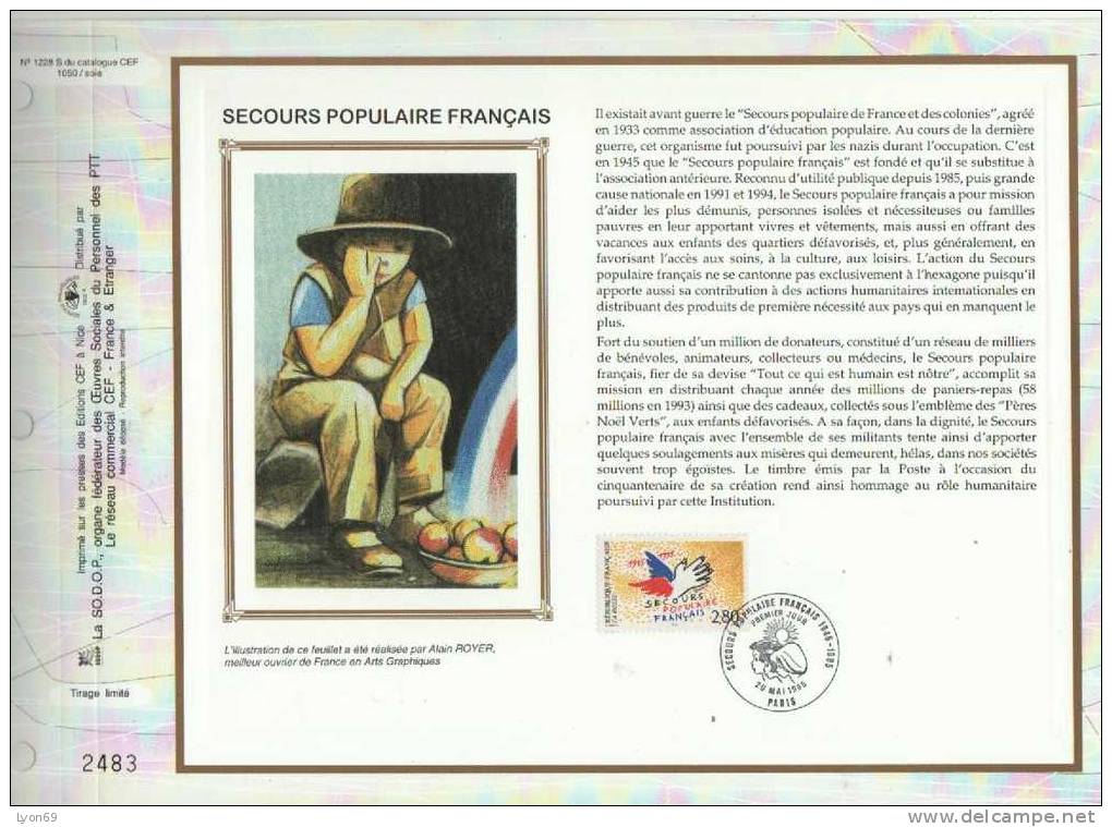 FEUILLET  CEF  1228  S SECOURS  POPULAIRE FRANCAIS 1995 - Zonder Classificatie