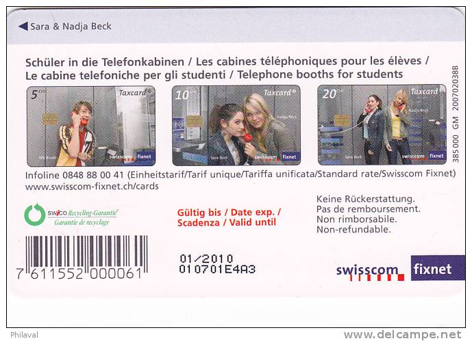 SUISSE - Taxcard 10 CHF / Swisscom - Schweiz