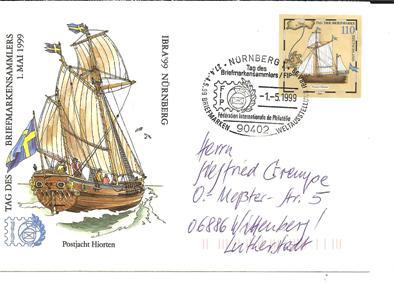 DBG090/ Sonderganzsache Zur IBRA 1999 Und Tag Der Briefmarke. Postjacht (Segelschiff) - Umschläge - Gebraucht