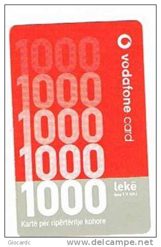 ALBANIA - VODAFONE GSM RECHARGE - 1000 LEK   - USATA CON LEGGERI DIFETTI  - RIF. 1498 - Albania