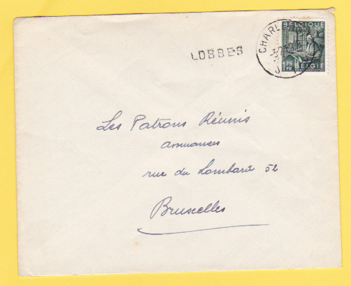 768 Op Brief Met Stempel CHARLEROI Met Naamstempel (Grifffe) LOBBES - Linear Postmarks