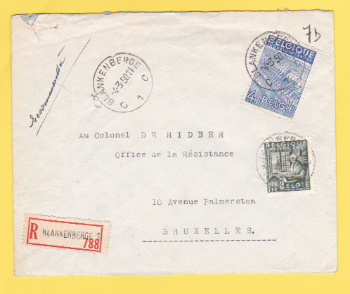 768+771 Op Aangetekende Brief Met Stempel BLANKENBERGE 1 - Lettres & Documents