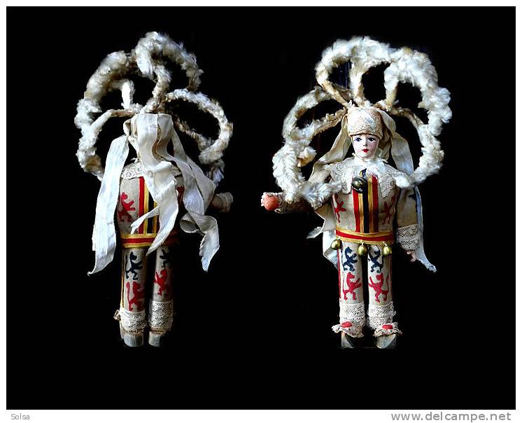 Ancienne Poupée De Carnaval Gilles Belge/ Old Composite Carnival Doll From Belgium - Poupées