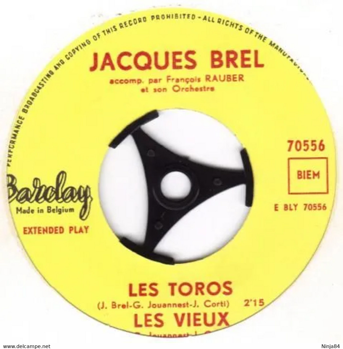 EP 45 RPM (7")  Jacques Brel  "  Les Toros  " - Other - French Music