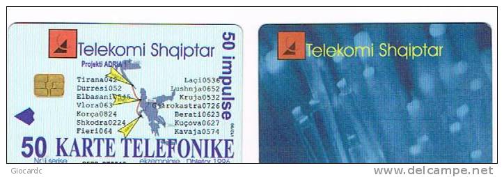 ALBANIA - TELEKOMI SHQIPTAR  CHIP -  FIBRE OTTICHE (FIBRE OPTICS)  EMISSIONE V12/96  -  RIF. 1482 - Albanie