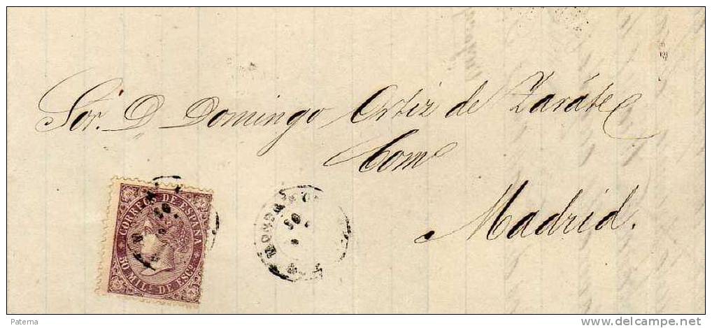 3538  Carta Entera MONDRAGON 1869, Fechador Tipo Ll - Lettres & Documents