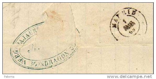 3538  Carta Entera MONDRAGON 1869, Fechador Tipo Ll - Covers & Documents