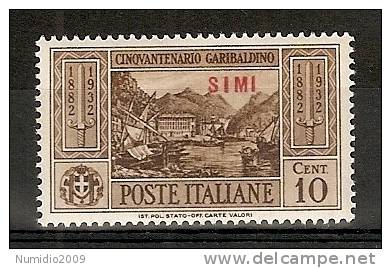 1932 EGEO SIMI GARIBALDI 10 CENT MH * - RR7410 - Egée (Simi)