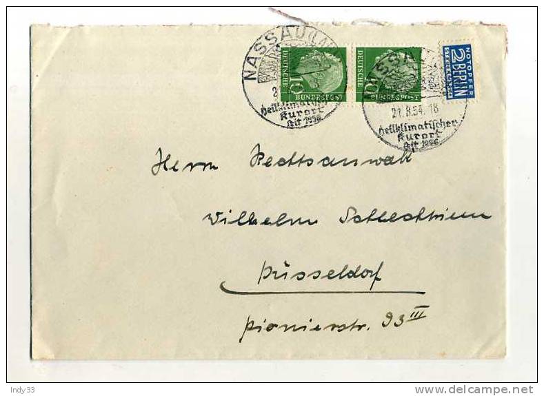 - ALLEMAGNE BERLIN  . AFFRANCHISSEMENT COMPOSE SUR ENVELOPPE DE 1954 - Storia Postale