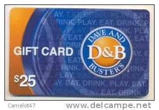 Dave & Buster´s,  U.S.A.  Carte Cadeau Pour Collection # 1 - Cadeaubonnen En Spaarkaarten