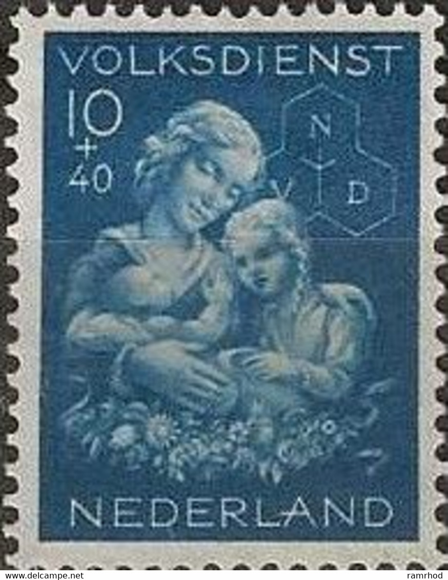 NETHERLANDS 1944 Child Welfare And Winter Help Funds - 10c.+40c Mother And Children MH - Unused Stamps