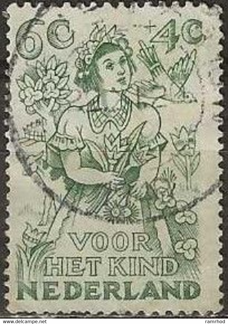 NETHERLANDS 1949 Child Welfare Fund - 6c.+4c Spring FU - Used Stamps