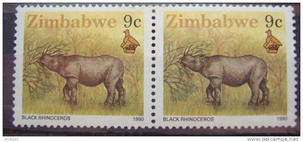 OS.11-8-1. ZImbabwe, 1990 Black Rhinoceros Rhino - Fauna - Animal - Zimbabwe (1980-...)