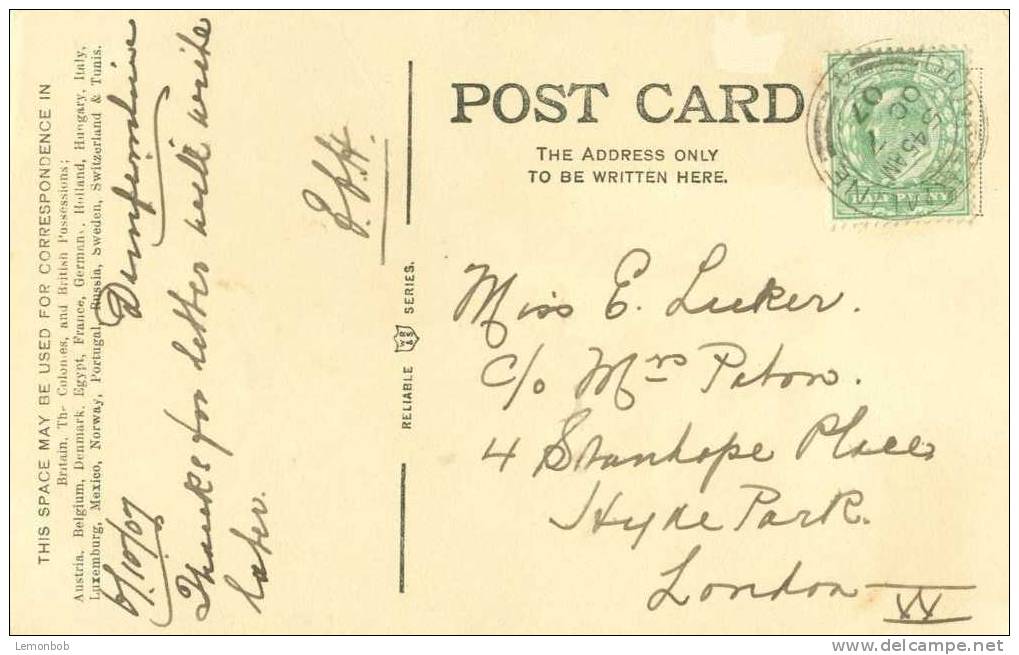 Britain United Kingdom - Tower Bridge, Dunfermline 1907 Used Postcard [P1558] - Fife