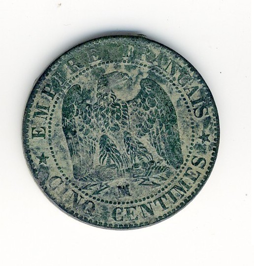 5  Centimes  Napoléon III  -  1855 MA  - Chien - 5 Centimes