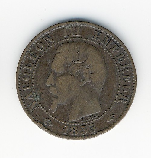 5  Centimes  Napoléon III  -  1855 A  -  Ancre - 5 Centimes