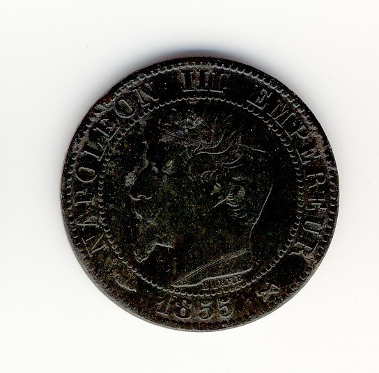 5  Centimes  Napoléon III  -  1855 B  -  Chien - 5 Centimes