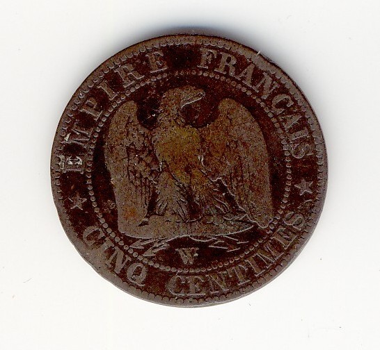 5  Centimes  Napoléon III  -  1853 W - 5 Centimes