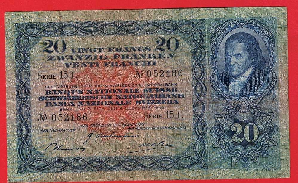 SUISSE  //  20 FRANCS  4/12/1942  //  ETAT  TB+ - Svizzera