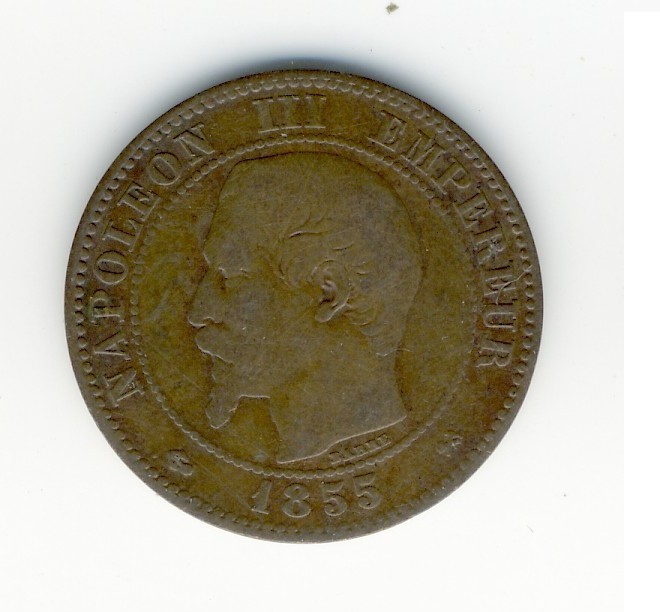 2  Centimes  Napoléon III  -  1855 B  -  Ancre - 2 Centimes