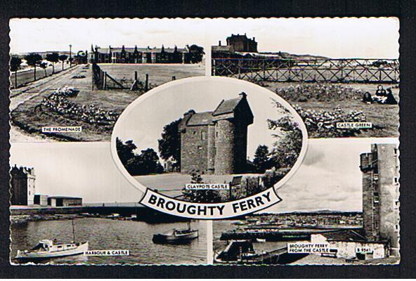 RB 612 - 1960's Real Photo Multiview Postcard Harbour & Castle Broughty Ferry Near Dundee Scotland - Angus