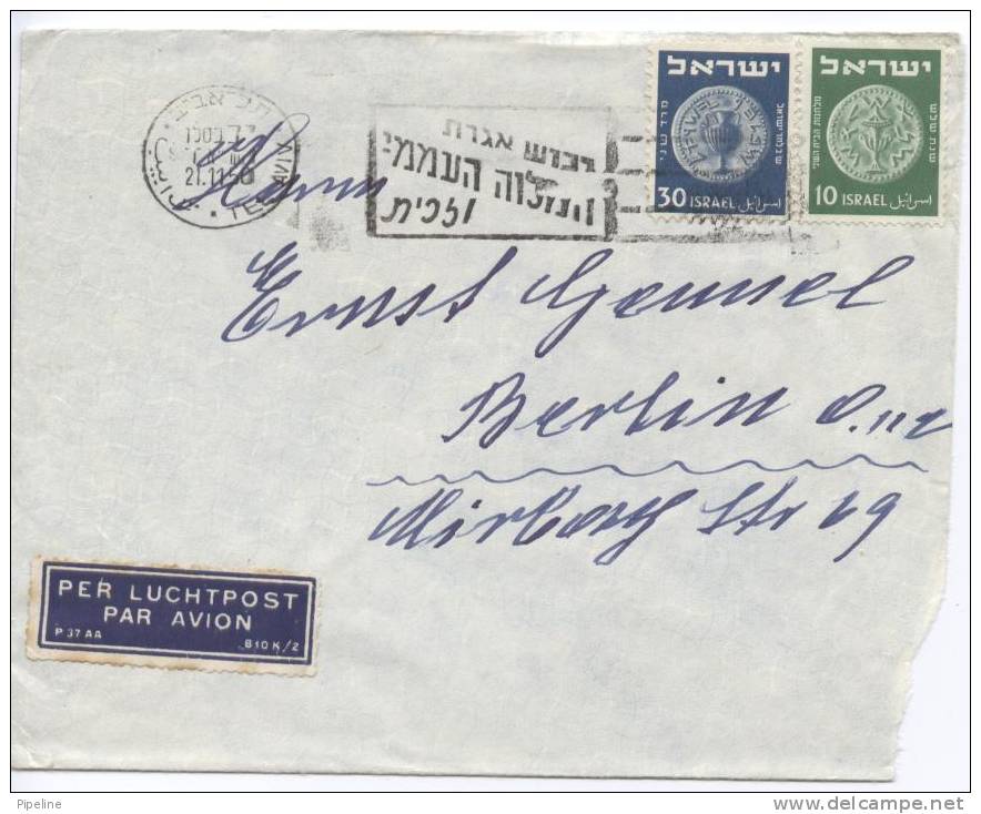 Israel Cover Sent Air Mail To Germany 21-11-1950 - Posta Aerea