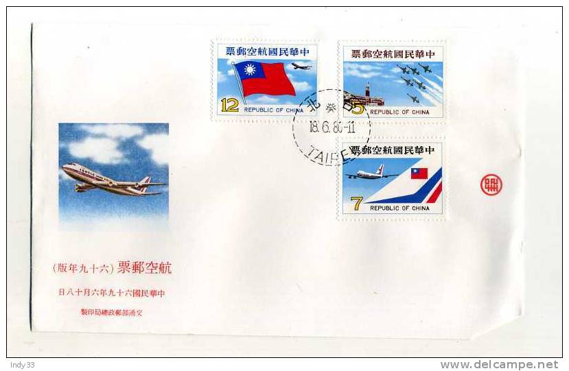 - TAIWAN . FDC AERIEN . CACHET TAIPEI 18/6/80 - Posta Aerea