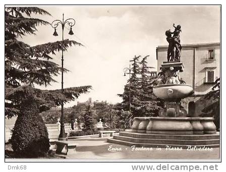 ENNA - FONTANA IN PIAZZA BELVEDERE - 1958 - Enna